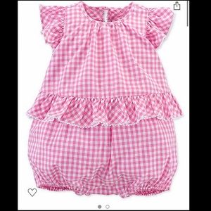 Ralph Lauren Baby Girl Pink Gingham Romper 6M NWT